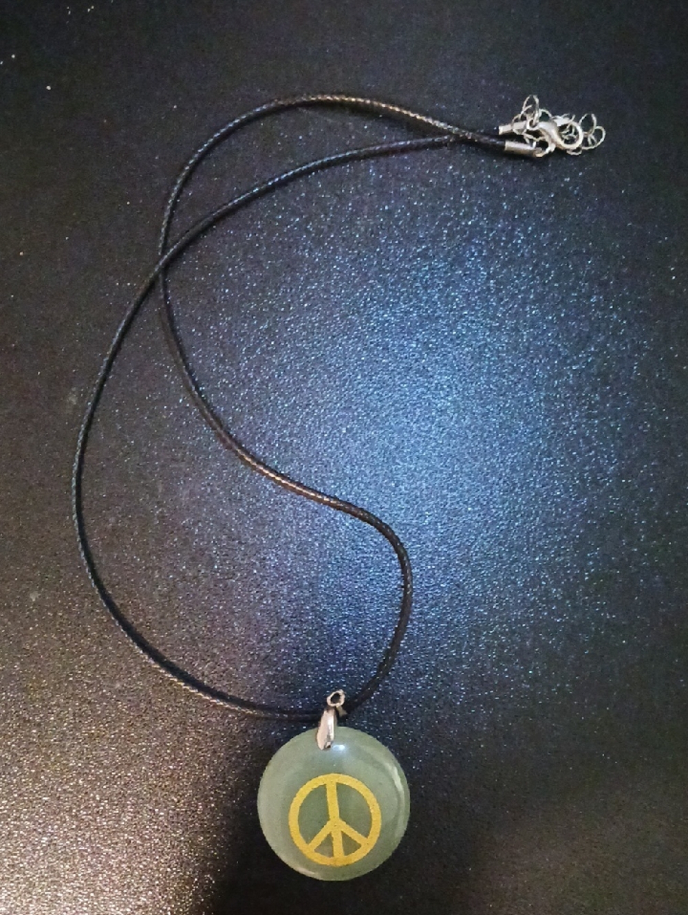 Source Unknown Green Peace Sign Pendant Necklace with Black Cord